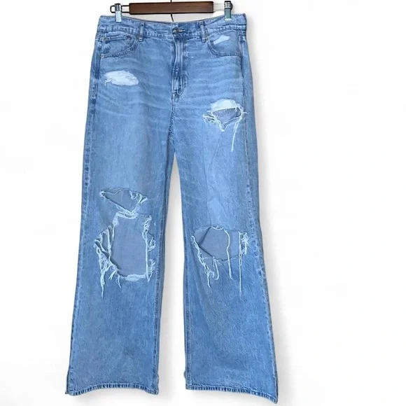 American Eagle Super High Rise Baggy Wide Leg Jeans Regular size 10 - Picture 1 of 13